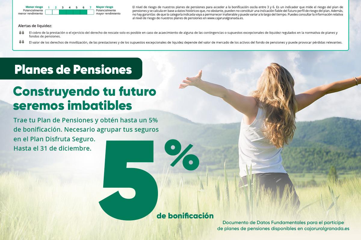 Planes de pensiones. Bonificaciones de hasta el 5%